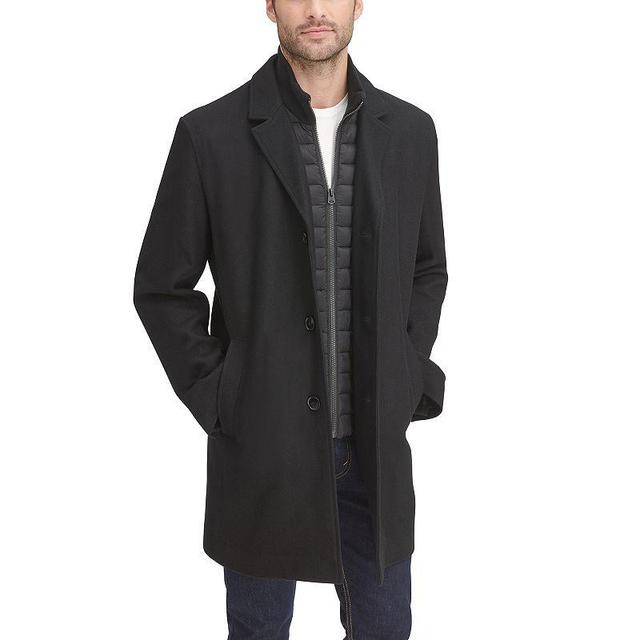 Mens Dockers Midweight Wool-Blend Topcoat with Quilted Bib Dark Beige Product Image