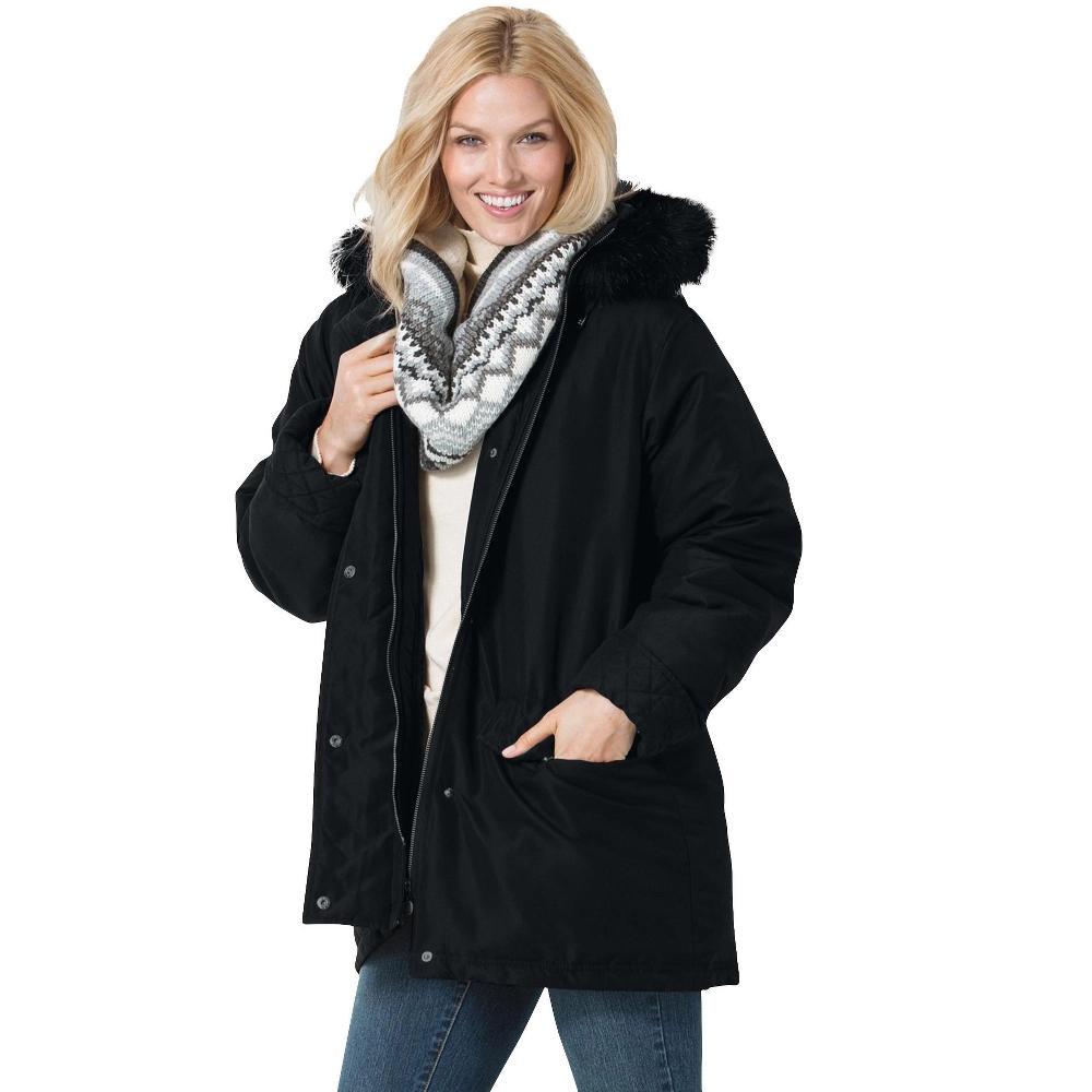 Woman Within Women's Plus Size Faux Fur Down Parka Coat Product Image