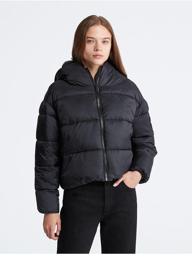 Calvin Klein Womens Boxy Hooded Puffer Jacket - Neutral - XXL Product Image