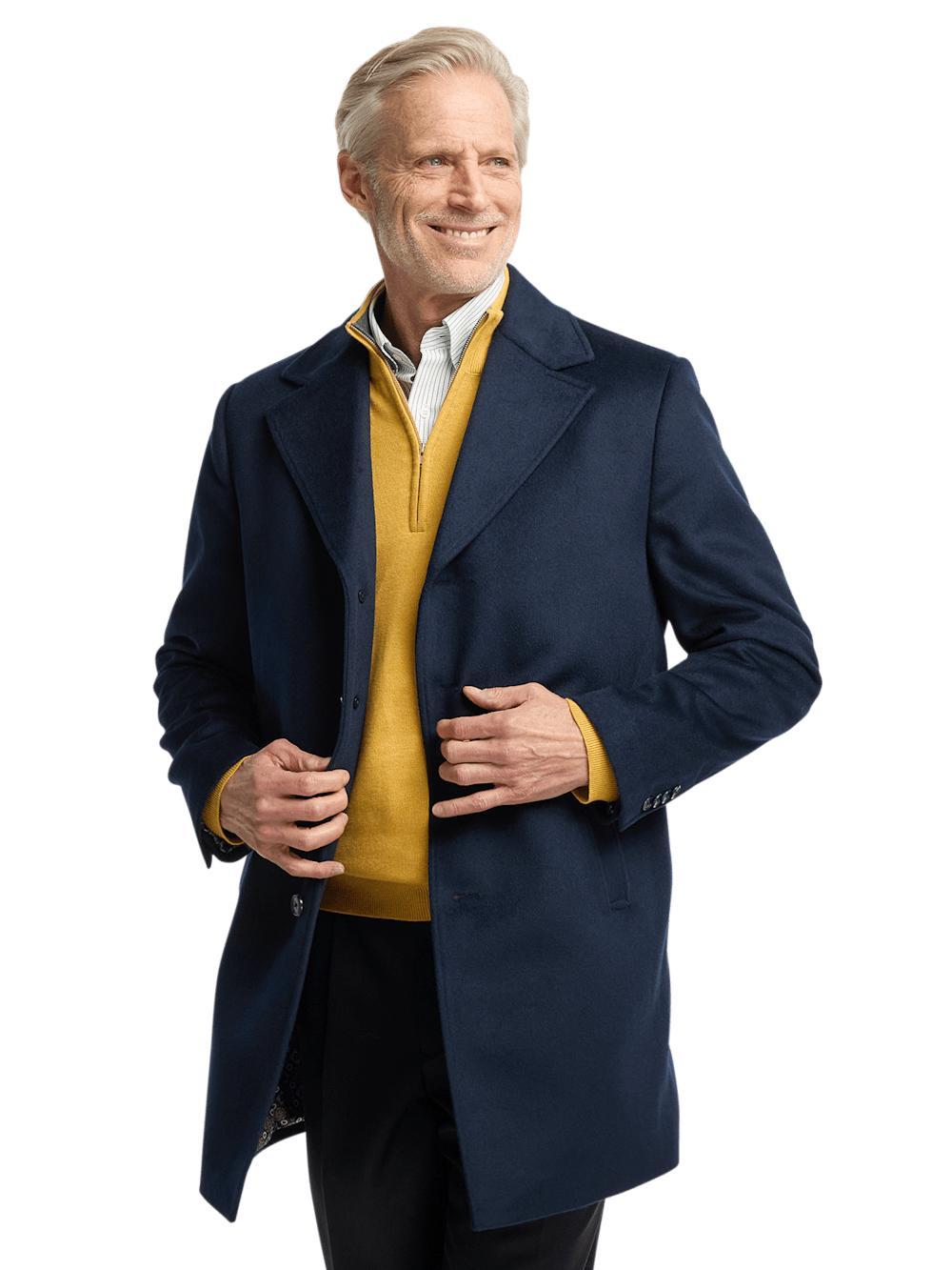 Wool Blend Topcoat - Navy Product Image