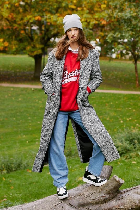 Grey Wool Look Coat Product Image