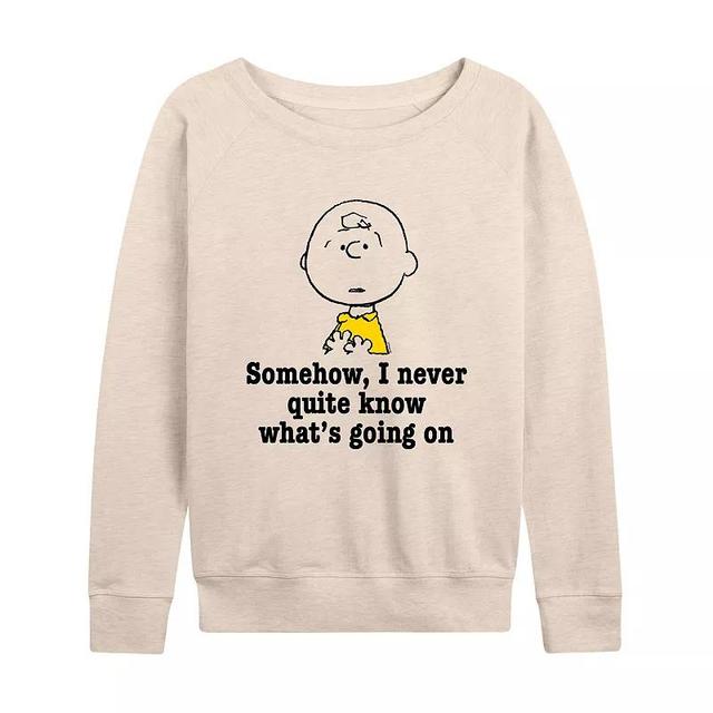 Womens Peanuts Charlie Brown Whats Going On Lightweight French Terry Sweatshirt, Girls Product Image