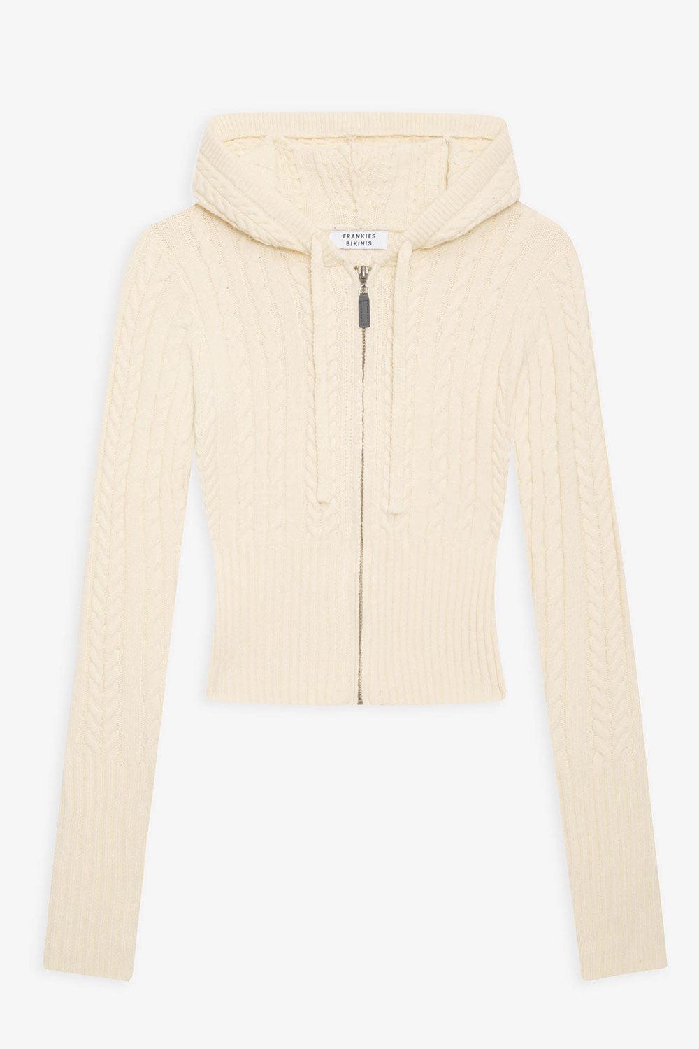 Aimee Cable Cloud Knit Hoodie - French Vanilla Product Image