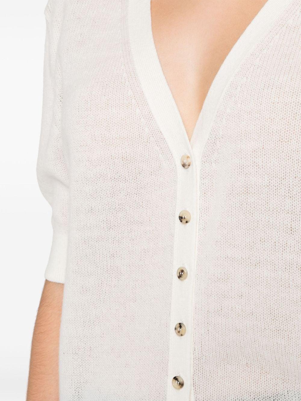 KHAITE Dianna Short-sleeve Cardigan In Neutrals Product Image