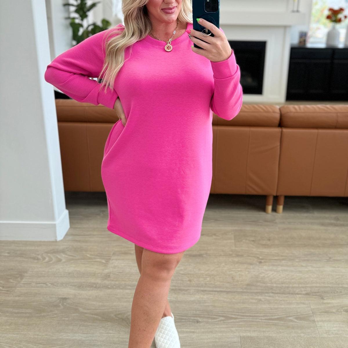 Hot Pink Shift Dress Product Image