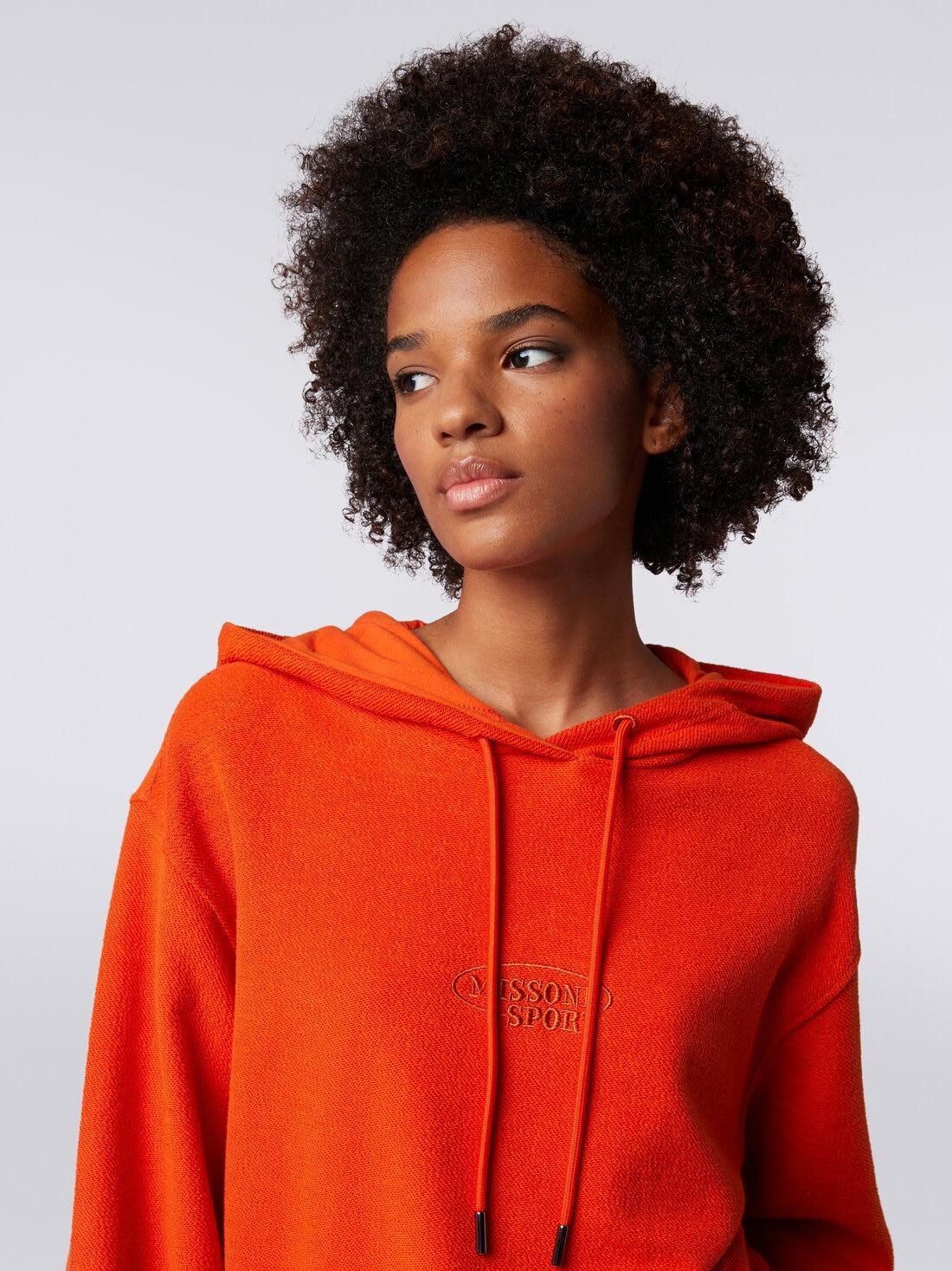 Crop brushed fleece sweatshirt with hood and logo Orange | Missoni Product Image