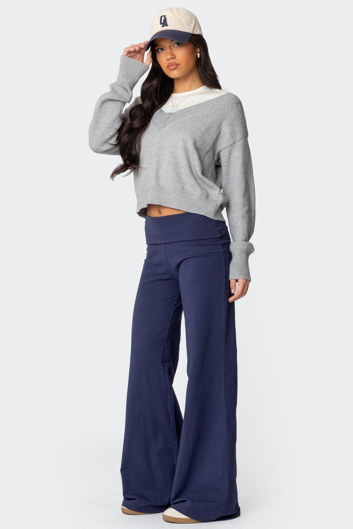 Wide Leg Fold Over Pants Product Image