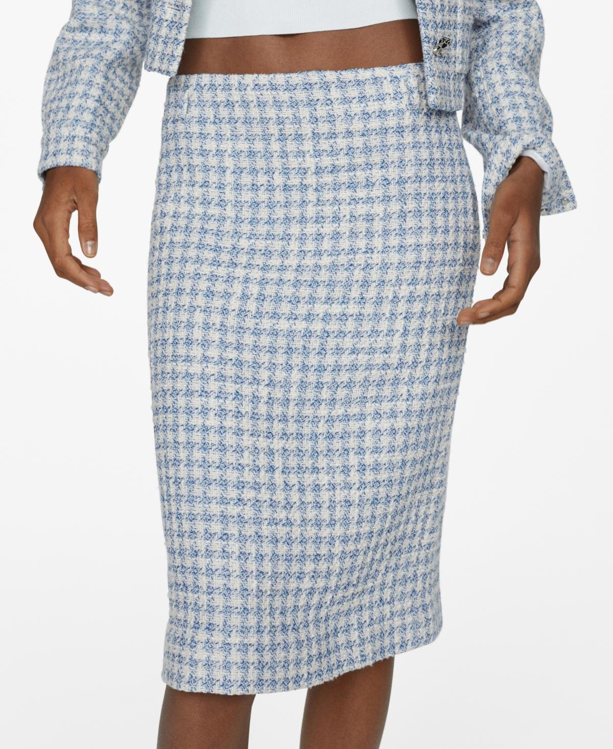 MANGO - Tweed midi skirt sky blueWomen Product Image