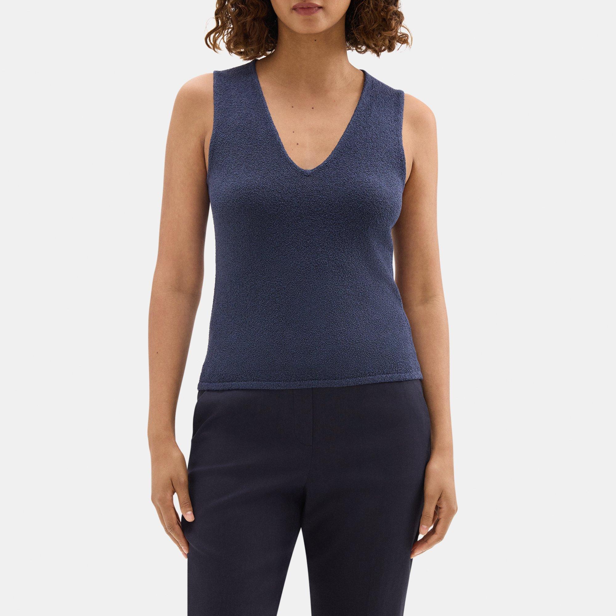 Bouclé Silk-Blend V-Neck Tank | Theory Outlet Product Image