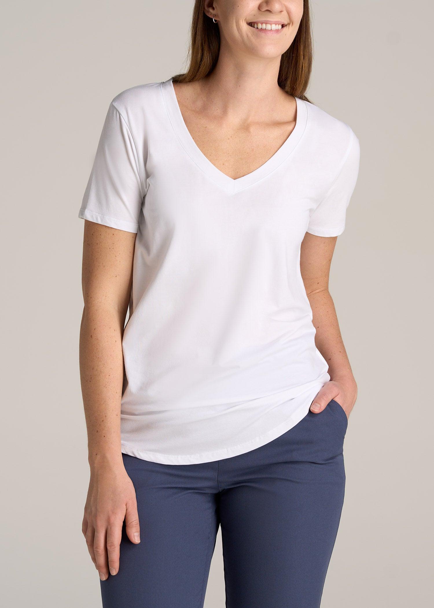 Women's Tall Scoop V-Neck Tee in Ecru Female Product Image