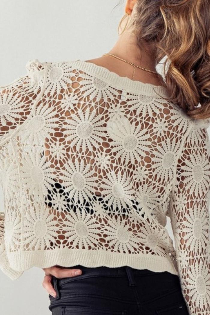 Flower Crochet Cardigan Product Image