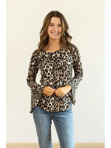 Southern Grace® Ladies' L/S Leopard Bell Sleeve Top Product Image