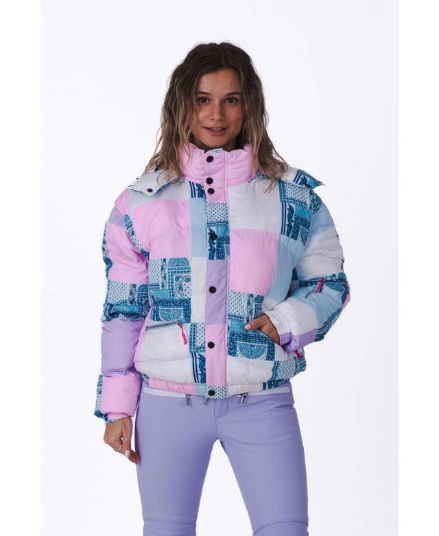 Womens Patchwork Chic Puffer Jacket Product Image