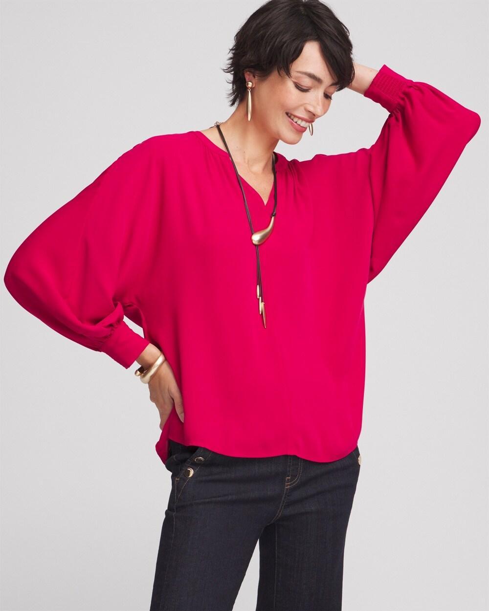 Women's Satin Dolman Sleeve Top Product Image