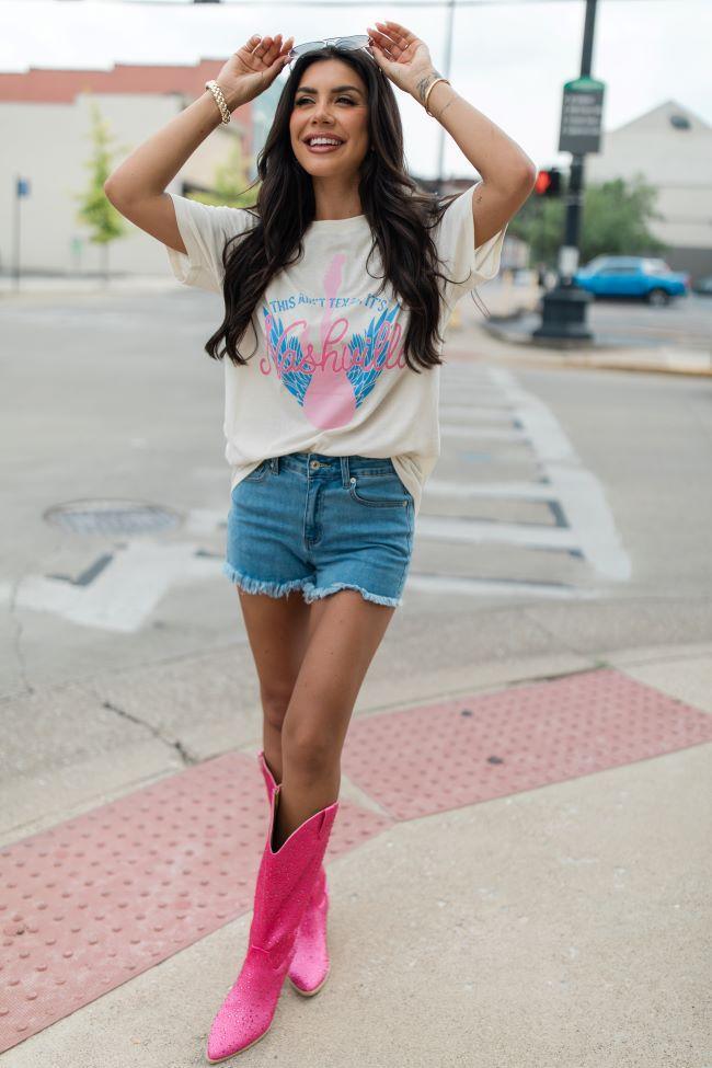 This Ain't Texas, It's Nashville Cream Oversized Graphic Tee Product Image