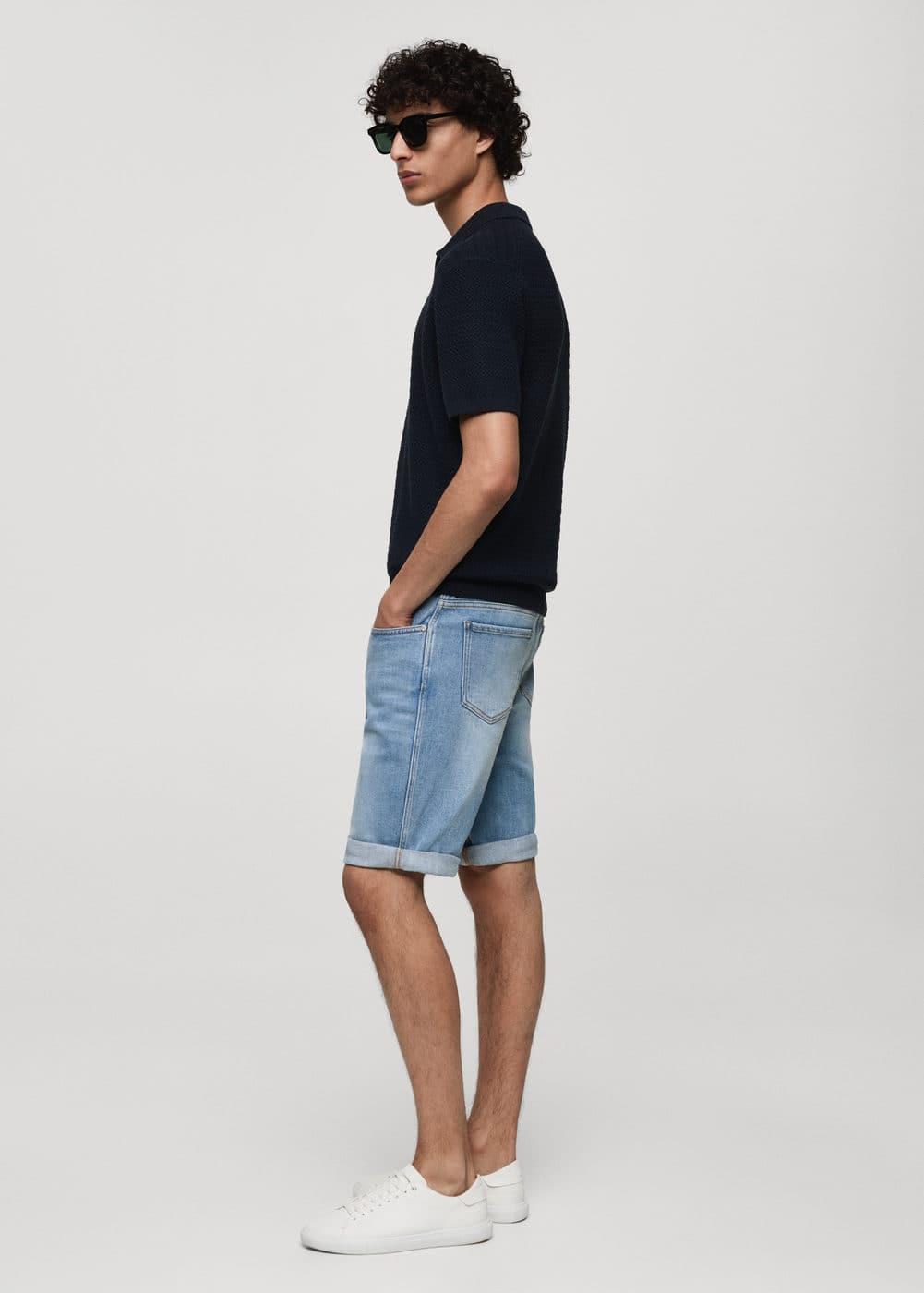 MANGO MAN - Slim-fit denim bermuda shorts medium blueMen Product Image