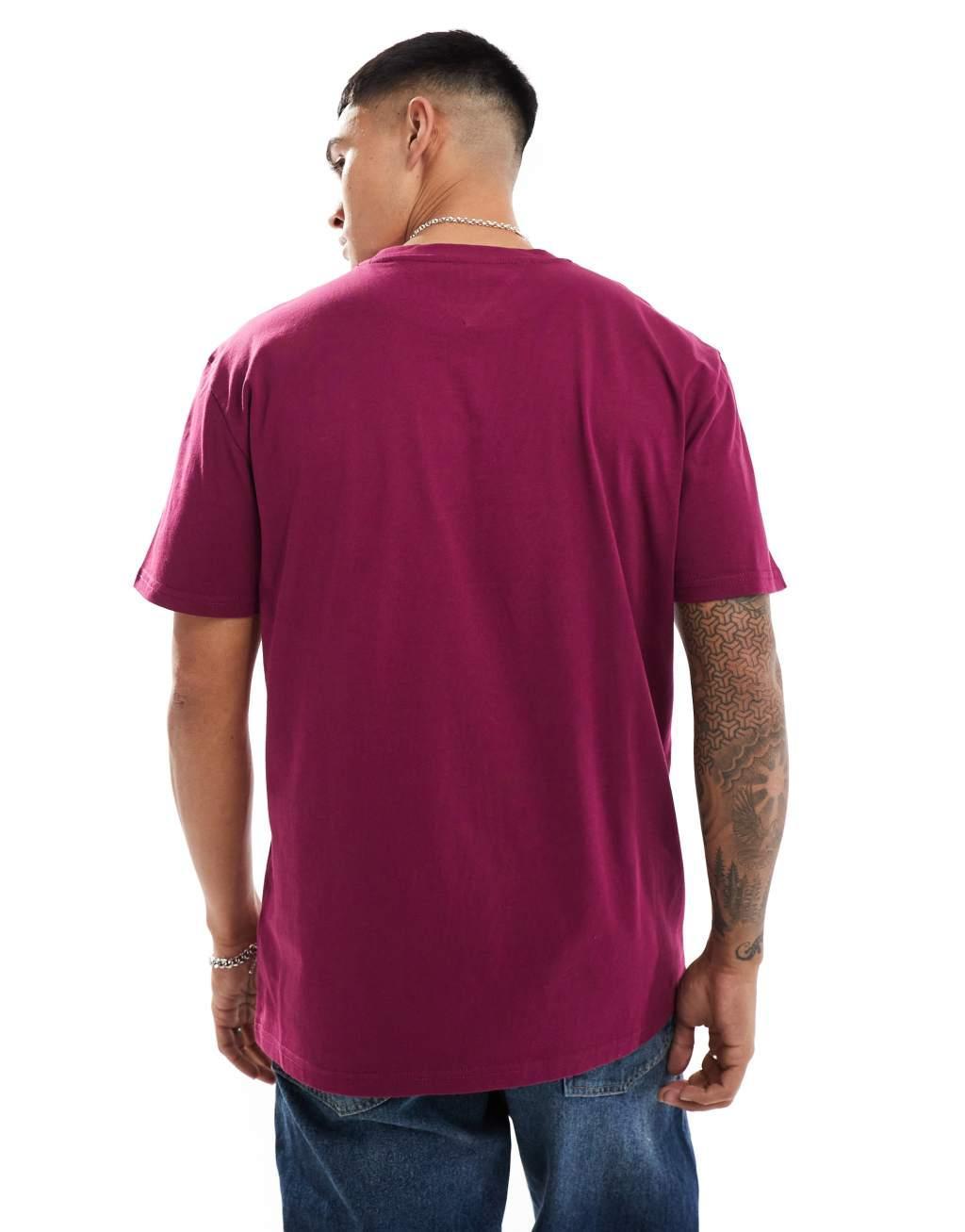 Tommy Jeans large logo t-shirt in fuchsia purple Product Image