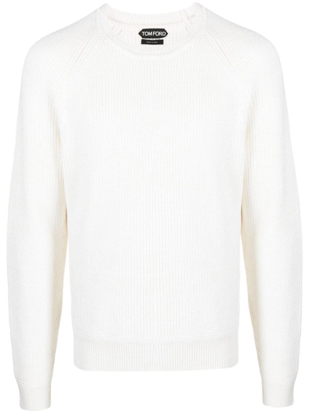 TOM FORD Ribbed-knit Crew-neck Jumper In White Product Image