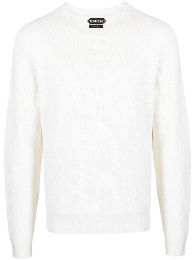 TOM FORD Ribbed-knit Crew-neck Jumper In White Product Image