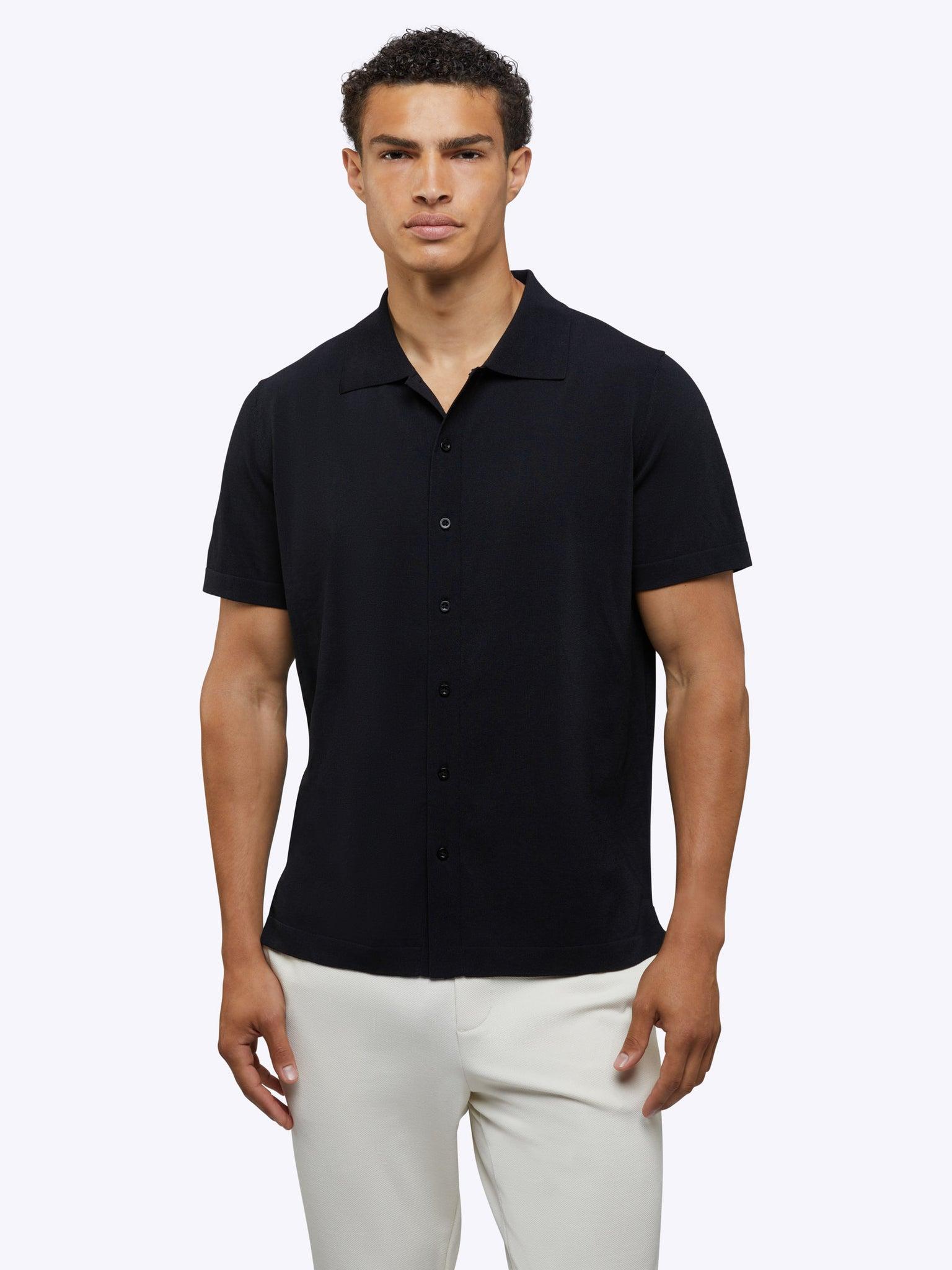 Riviera Knit Button Up | Black Signature-Fit Product Image