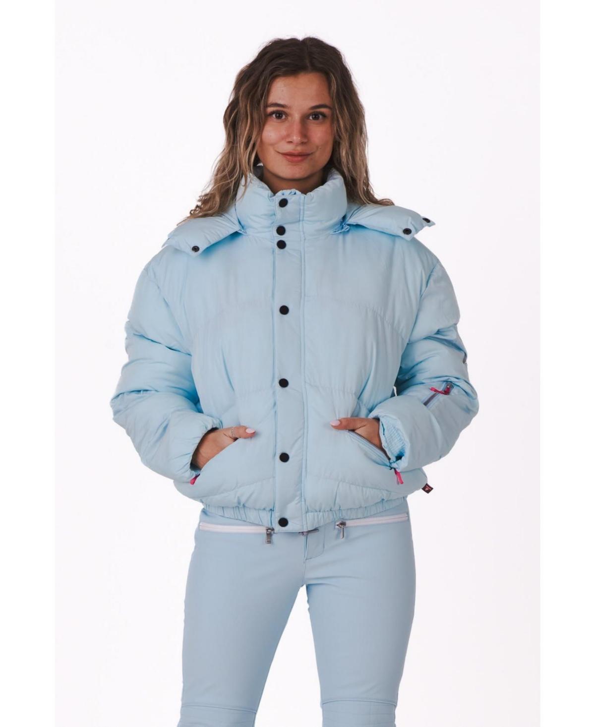 Womens Ice Blue Chic Puffer Jacket Product Image