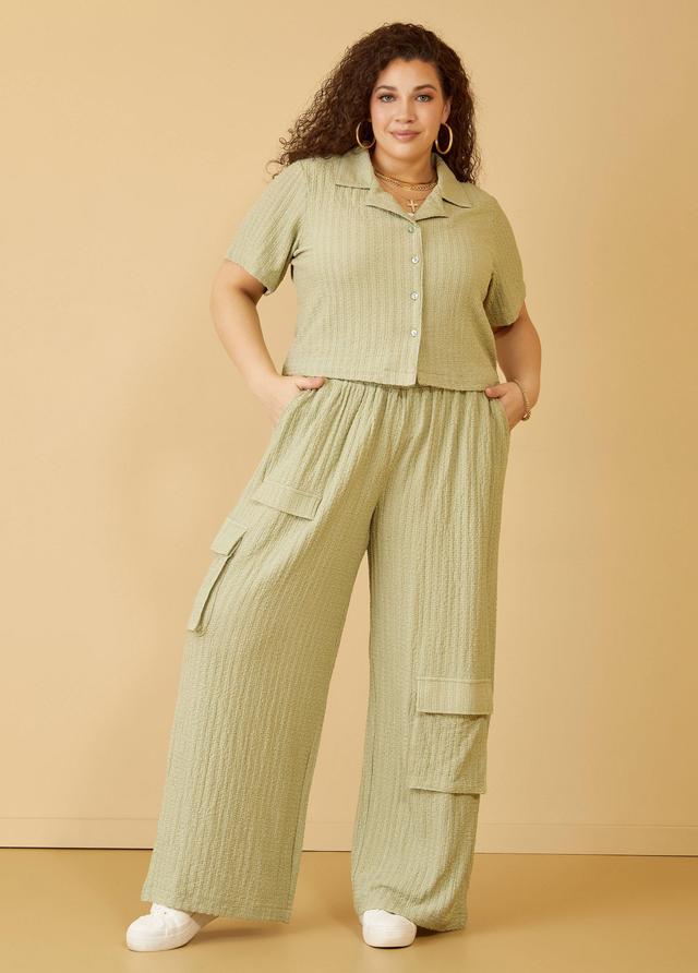 Plus Size Textured Cargo Pants Ashley Stewart Product Image