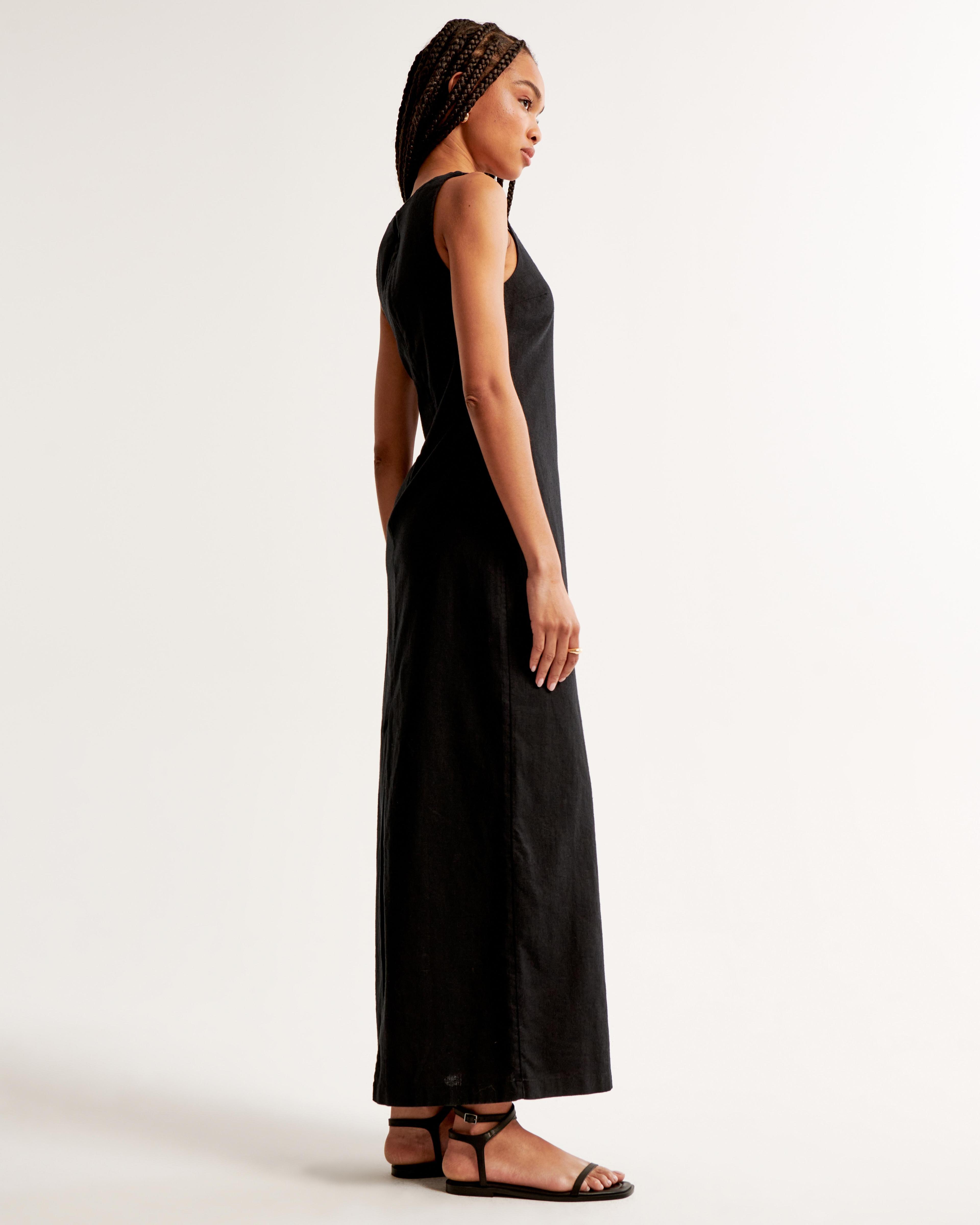 Linen-Blend Shift Maxi Dress Product Image