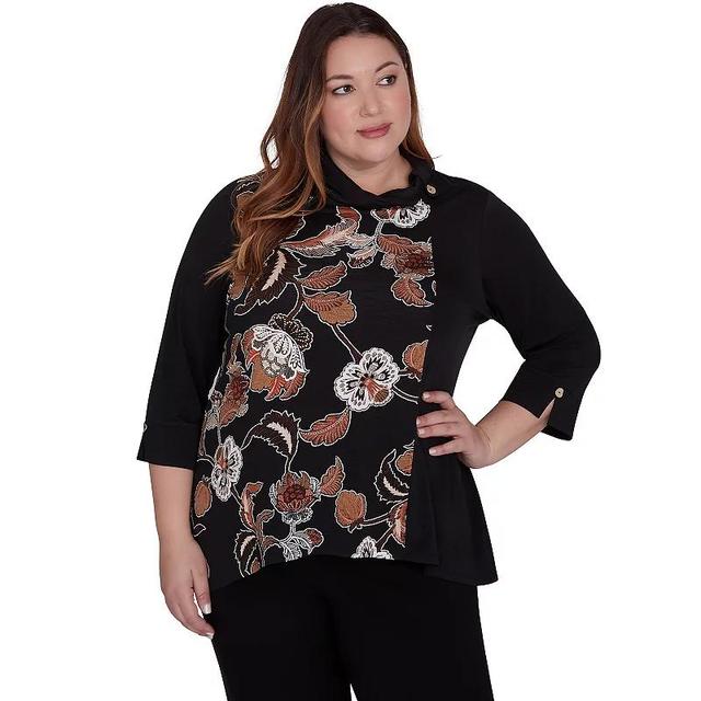 Plus Size Alfred Dunner Cowlneck Floral Textured Sweater, Womens Product Image