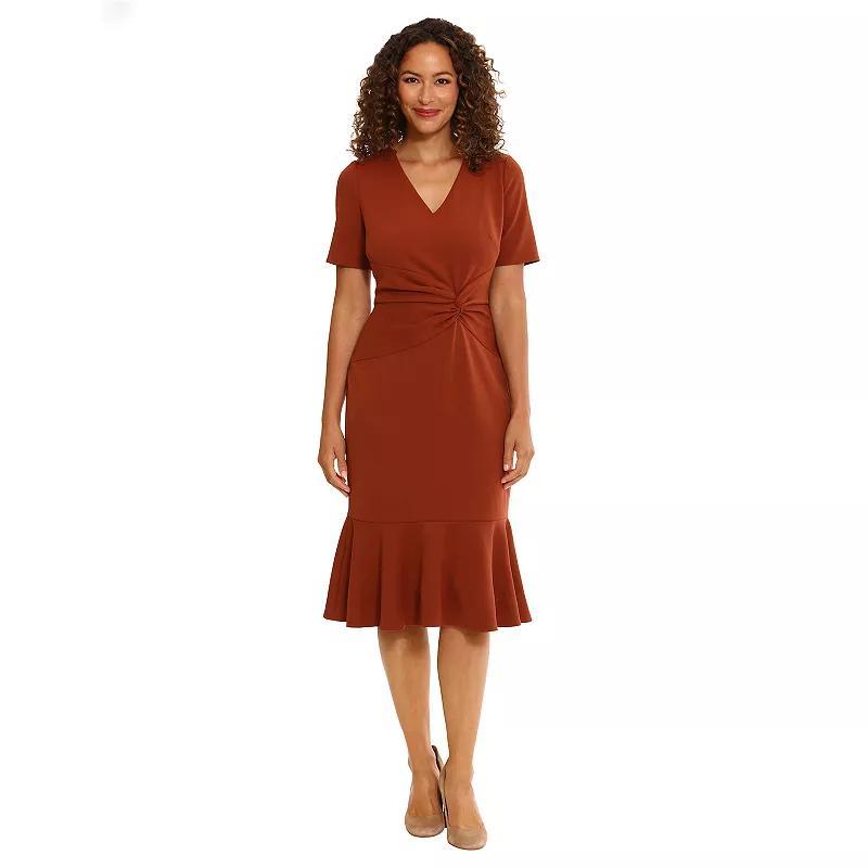 Womens London Times Flounce Midi Twist Dress Product Image