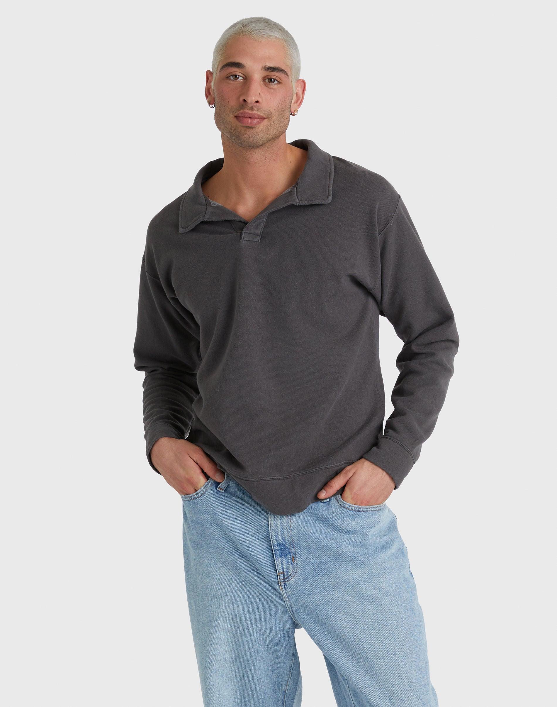 Hanes Mens Garment Dyed Fleece Polo Parchment 3XL Product Image