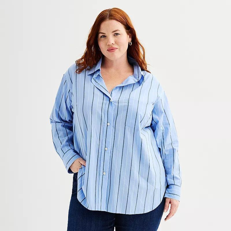 Plus Size Sonoma Goods For Life Oversized Boyfriend Shirt, Womens Product Image