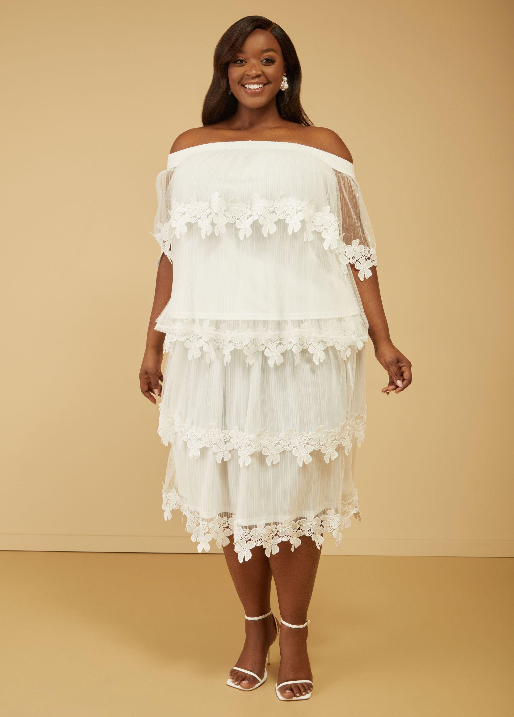 Plus Size Appliqued Tiered Tulle Midi Skirt Ashley Stewart product image