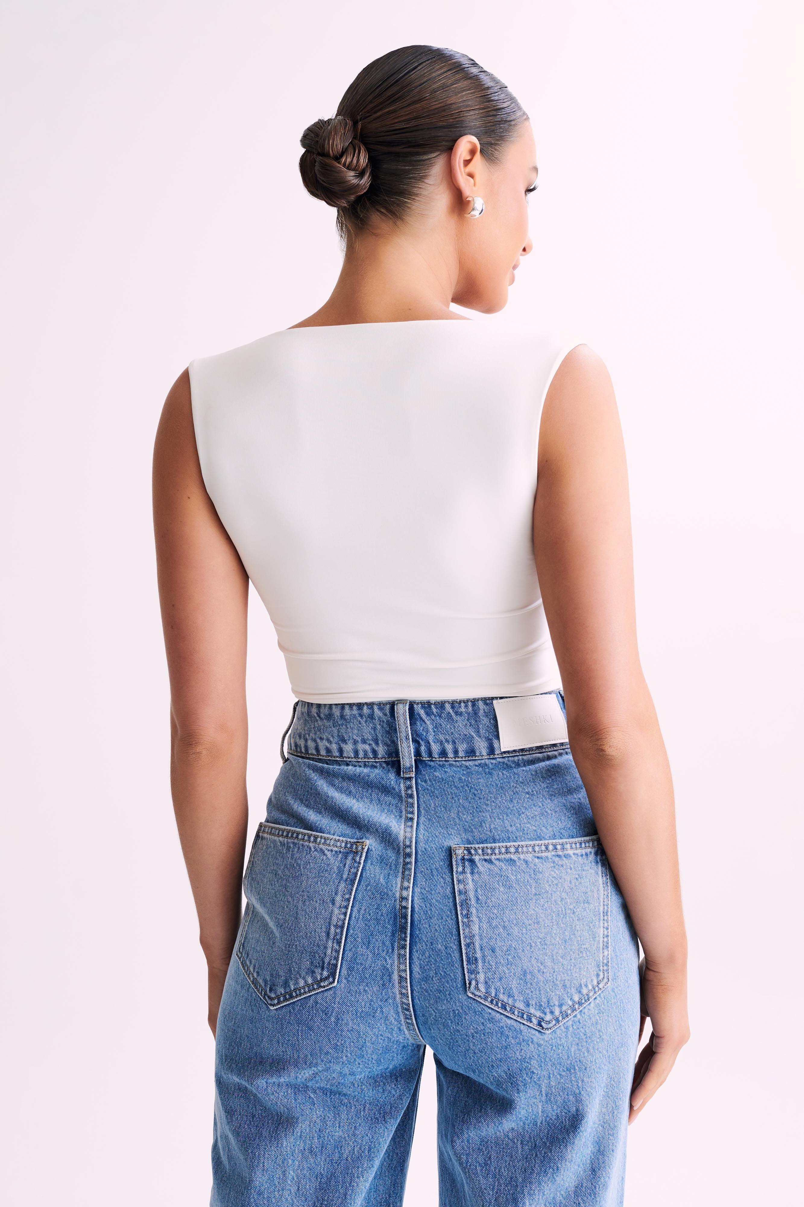 Linley Recycled Nylon Cropped Top - White Product Image