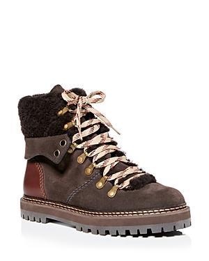 Womens Eileen Lace-Up Shearling-Lined Ankle Boots Product Image