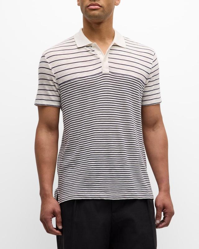 Mens Striped Slub Jersey Polo Shirt Product Image