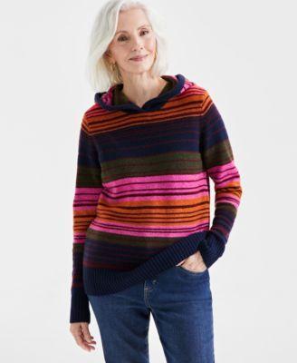 Style & Co Womens Luxe Soft Striped Hooded Sweater, Created for Macys Product Image