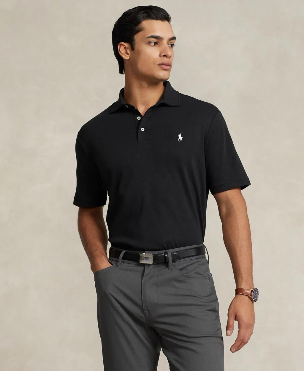 POLO RALPH LAUREN Men's Classic Fit Soft Cotton Polo In Grey Cloud Heather Product Image