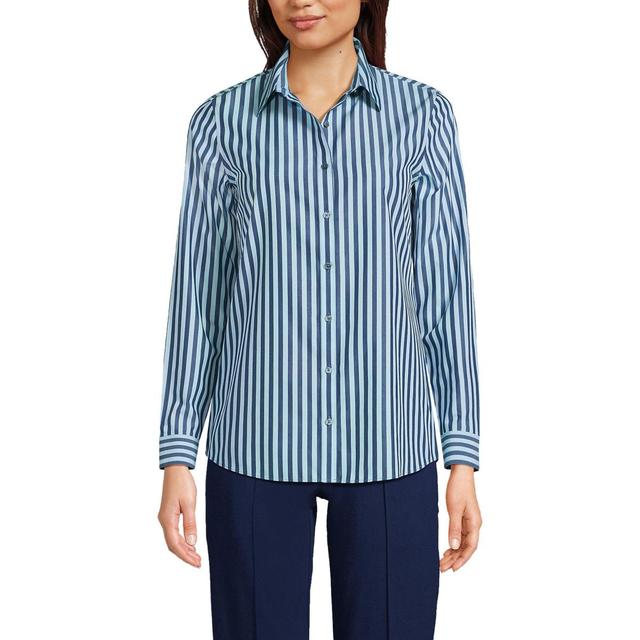 Lands End Womens Wrinkle Free No Iron Button Front Shirt - Navy Product Image