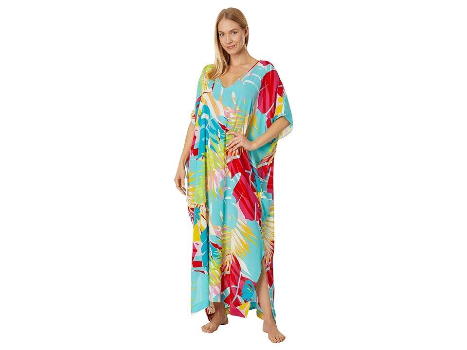 N by Natori Bora Bora Crinkle Caftan (Aqua ) Women's Pajama Product Image