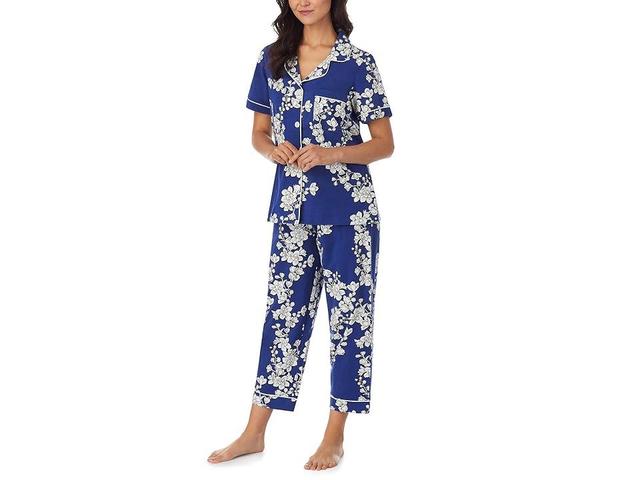 BedHead Pajamas Shadow Blossom Floral Print Knit Cropped Pajama Set Product Image