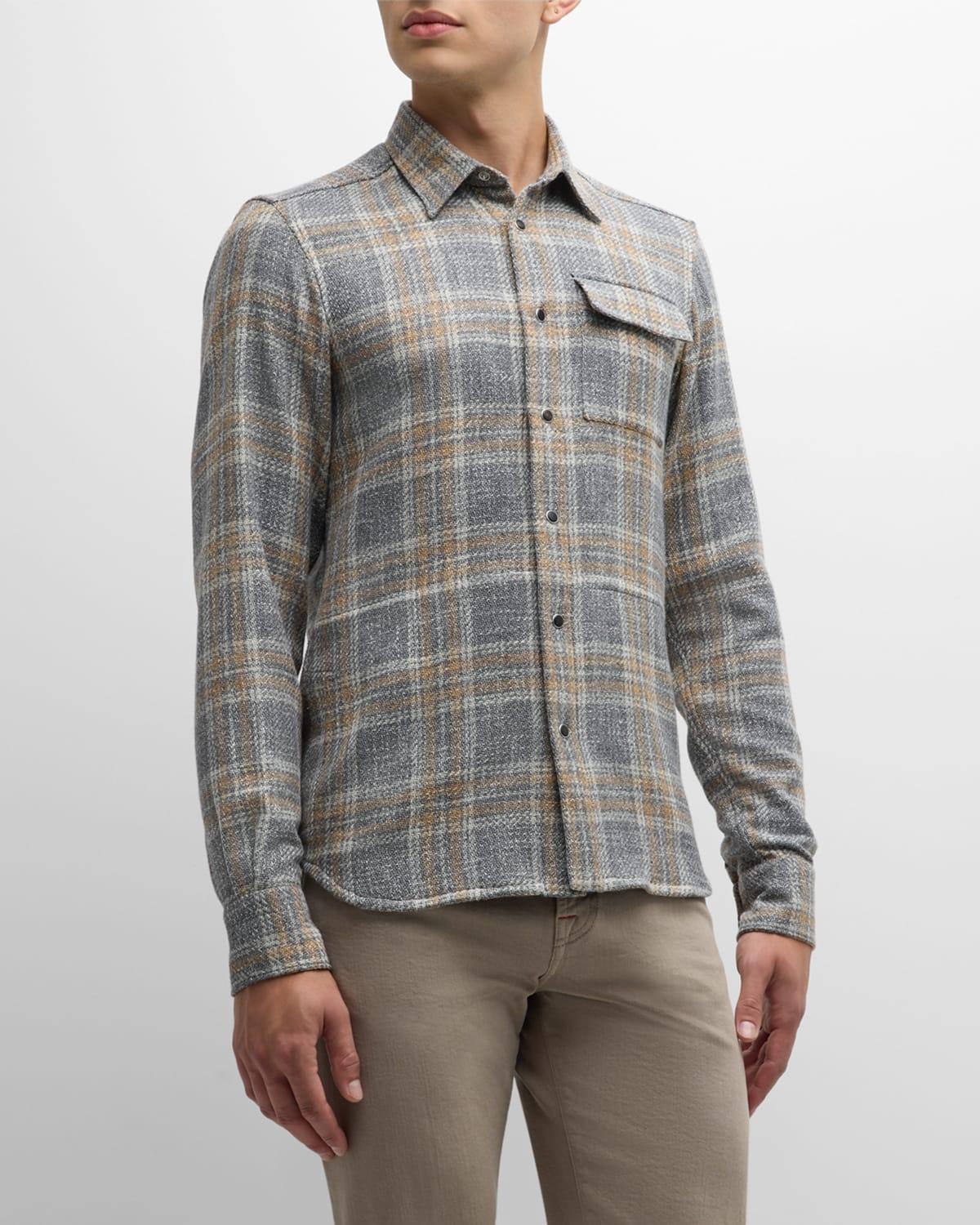 Mens Plaid Casual Button-Down Shirt Product Image