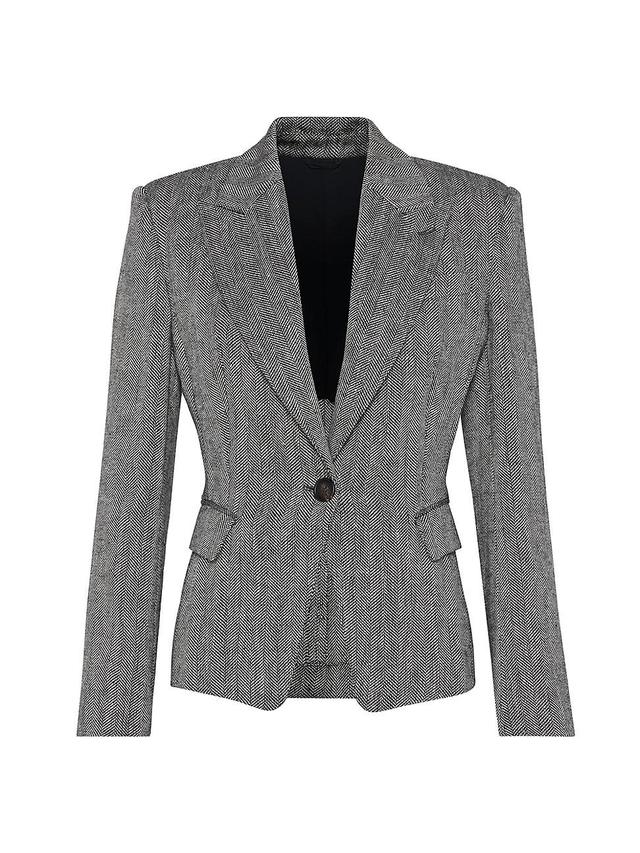 Womens Irish Linen Chevron Blazer With Monili Product Image