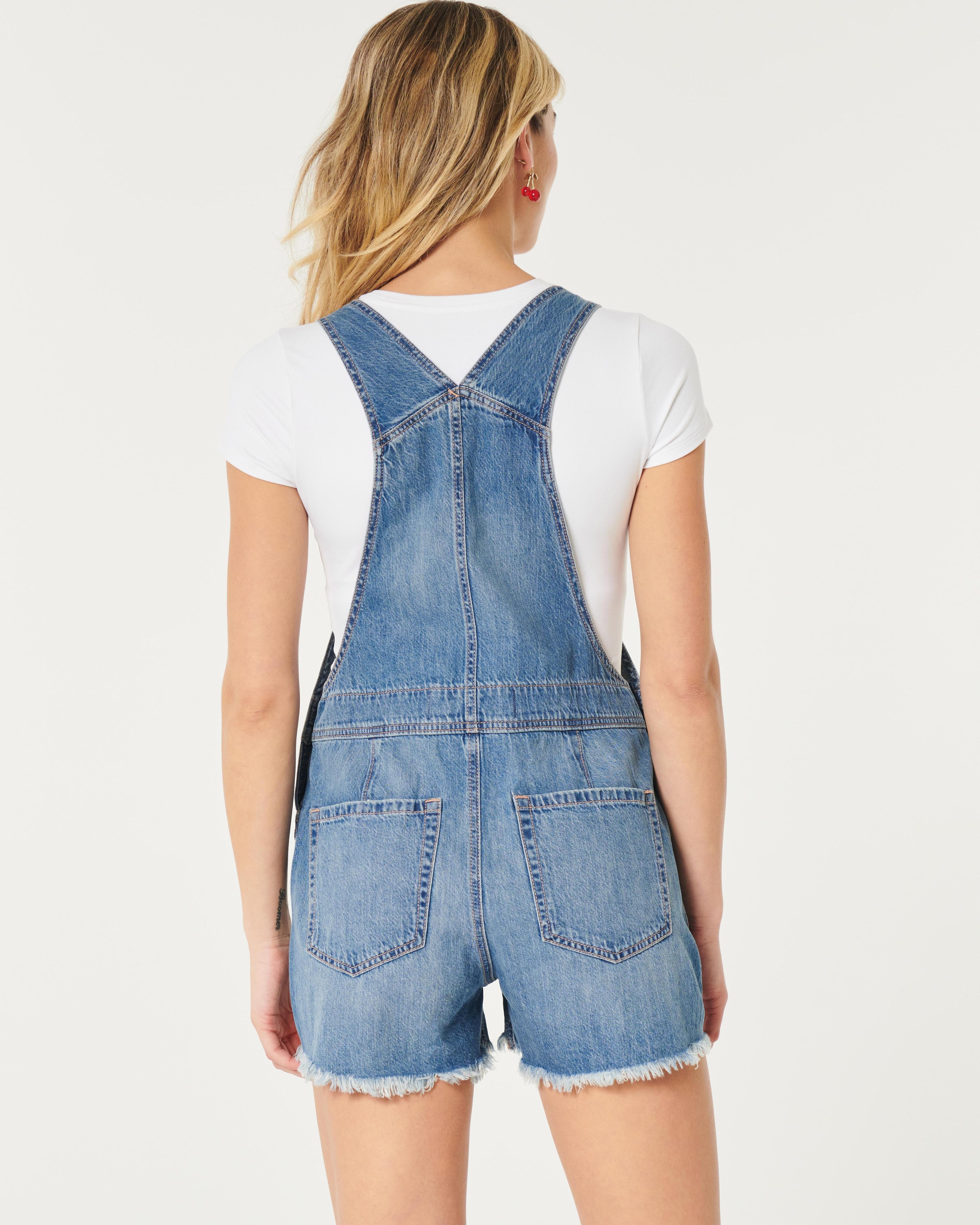 Medium Wash Denim Shortalls Product Image