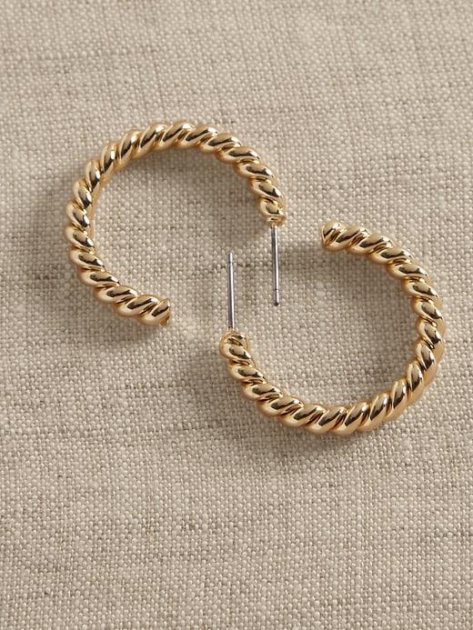 14K Gold Plated Croissant Hoop Earring Product Image