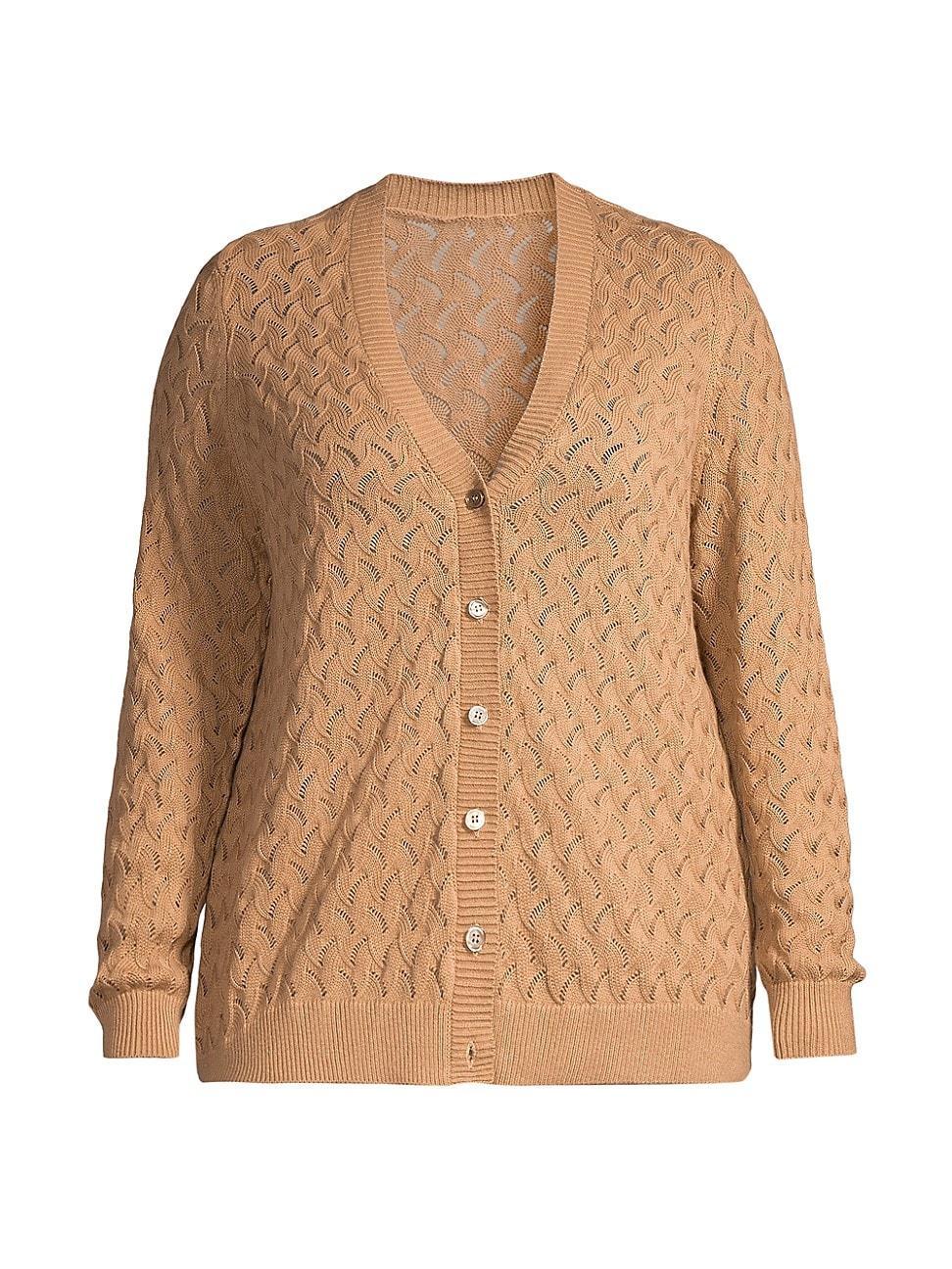 Womens Cotton-Blend Pointelle-Knit Cardigan product image