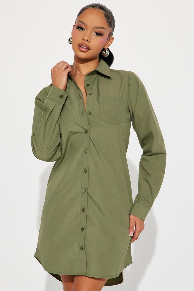 Jamie Shirt Dress - Olive Product Image