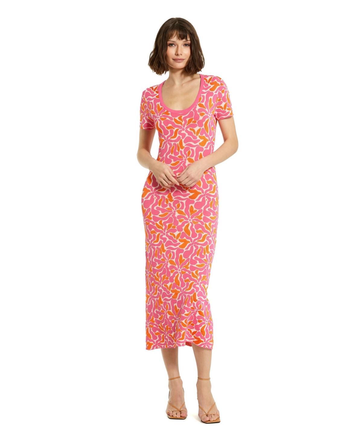 Womens Floral Scoopneck Knit Midi-Dress Product Image