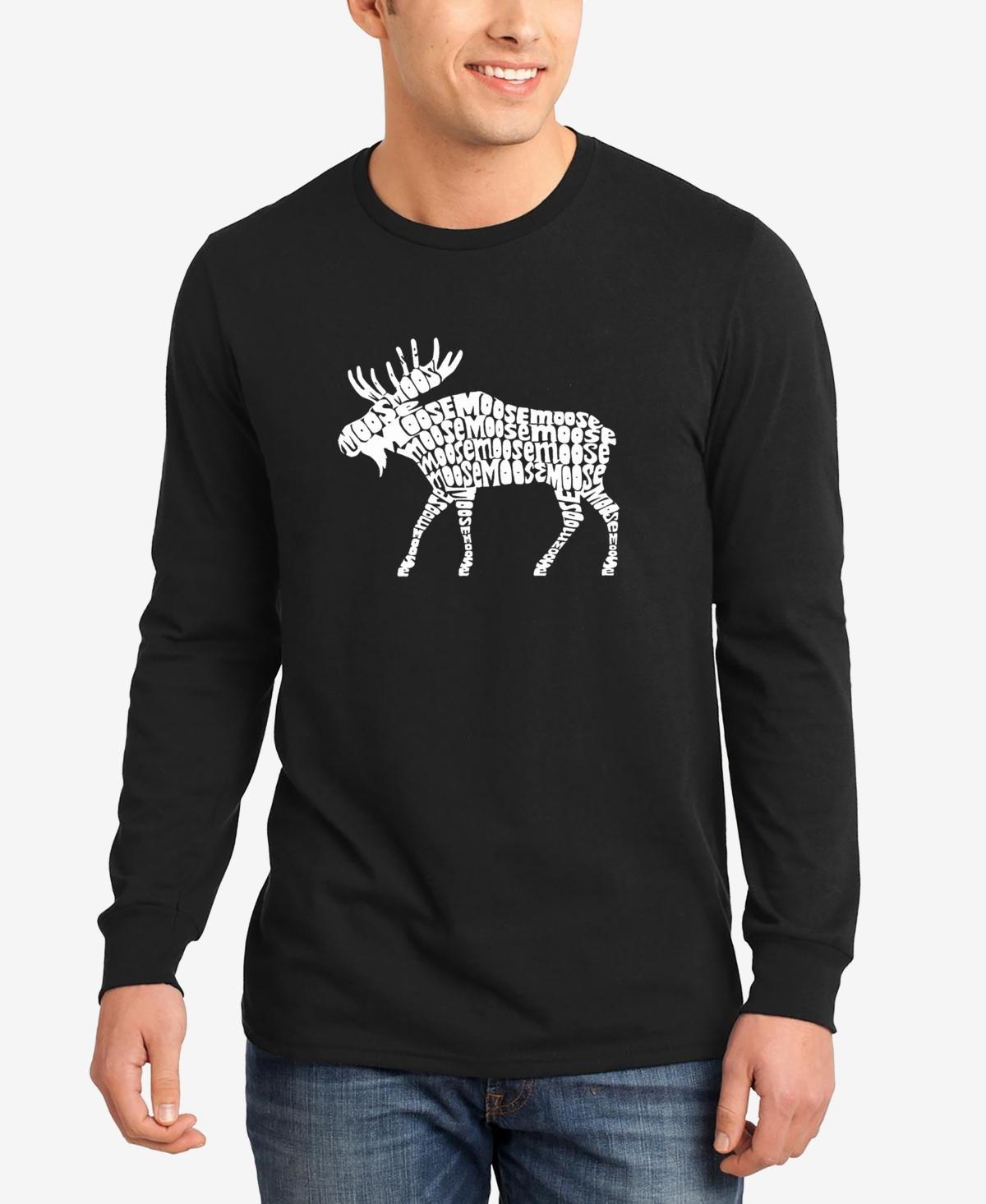 La Pop Art Mens Moose Word Art Long Sleeve T-shirt Product Image