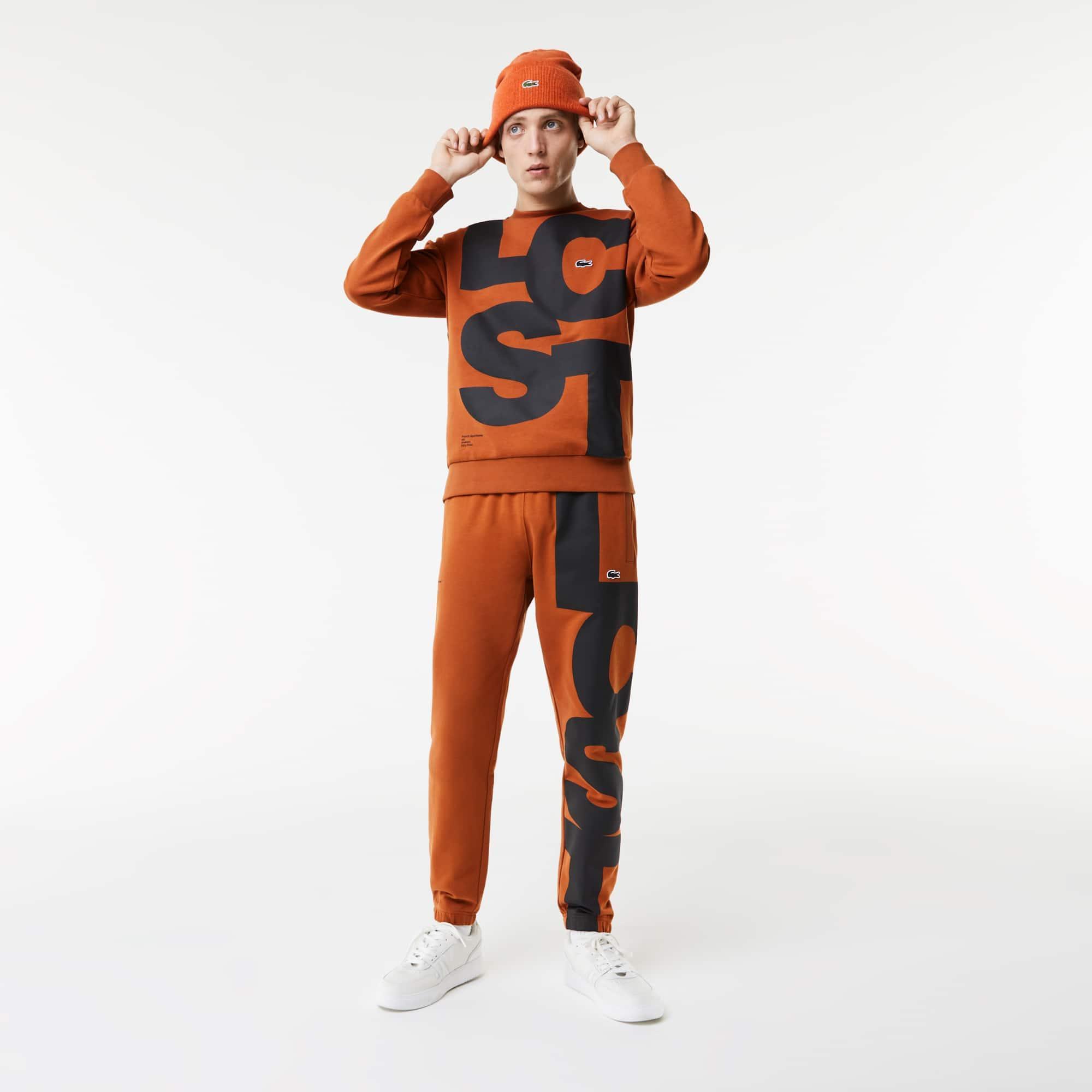 Men's Contrast Lettering Cotton Sweatpants Product Image