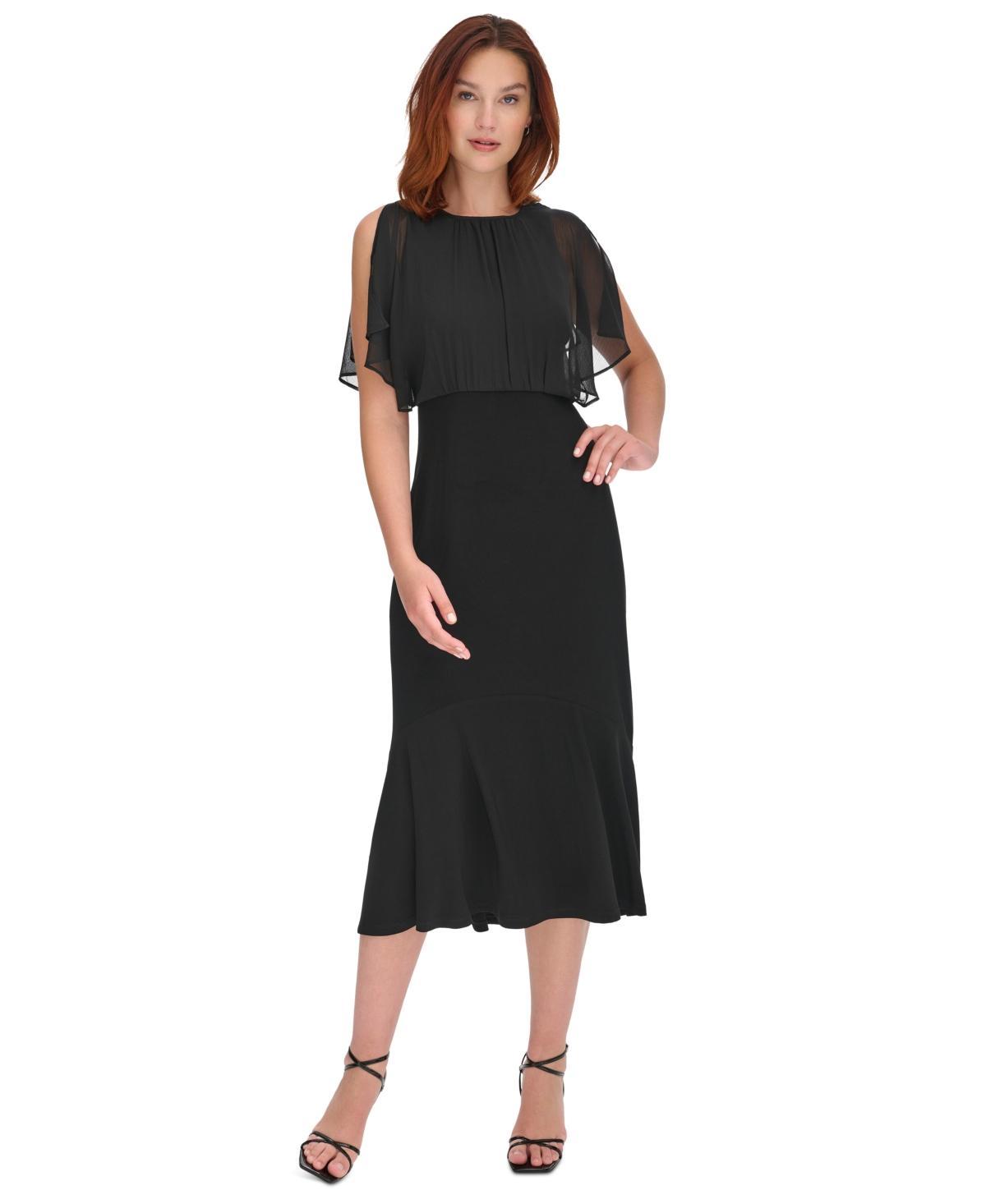 Tommy Hilfiger Womens Chiffon-Overlay Midi Dress Product Image